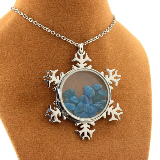 Collier Apatite bleu neon modèle flocon de neige