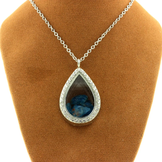 Collier Apatite bleu neon brut modèle goutte