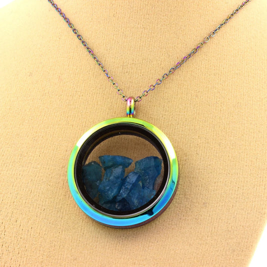 Collier Apatite bleu neon modèle multicolore
