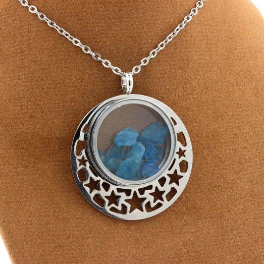 Collier Apatite bleu neon modèle quart de Lune