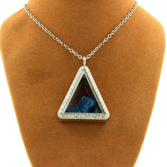 Collier Apatite bleu neon brut modèle triangle