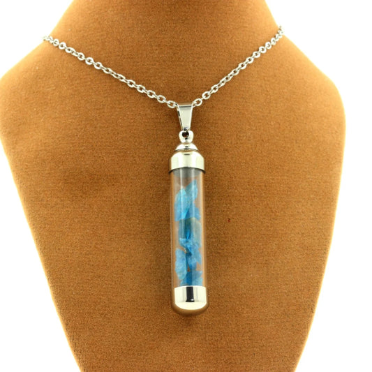 Collier Apatite bleu neon modèle tube 50 mm