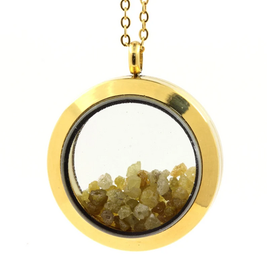 Collier Diamant vert jaune Modèle Médaillon