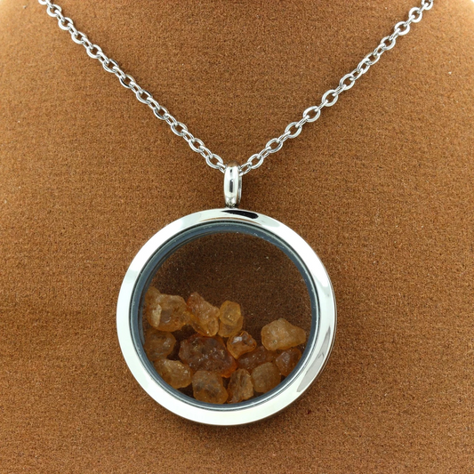 Collier Grenat Spessartite brut Modèle Médaillon