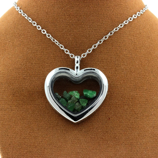Collier Grenat Tsavorite brut modèle coeur