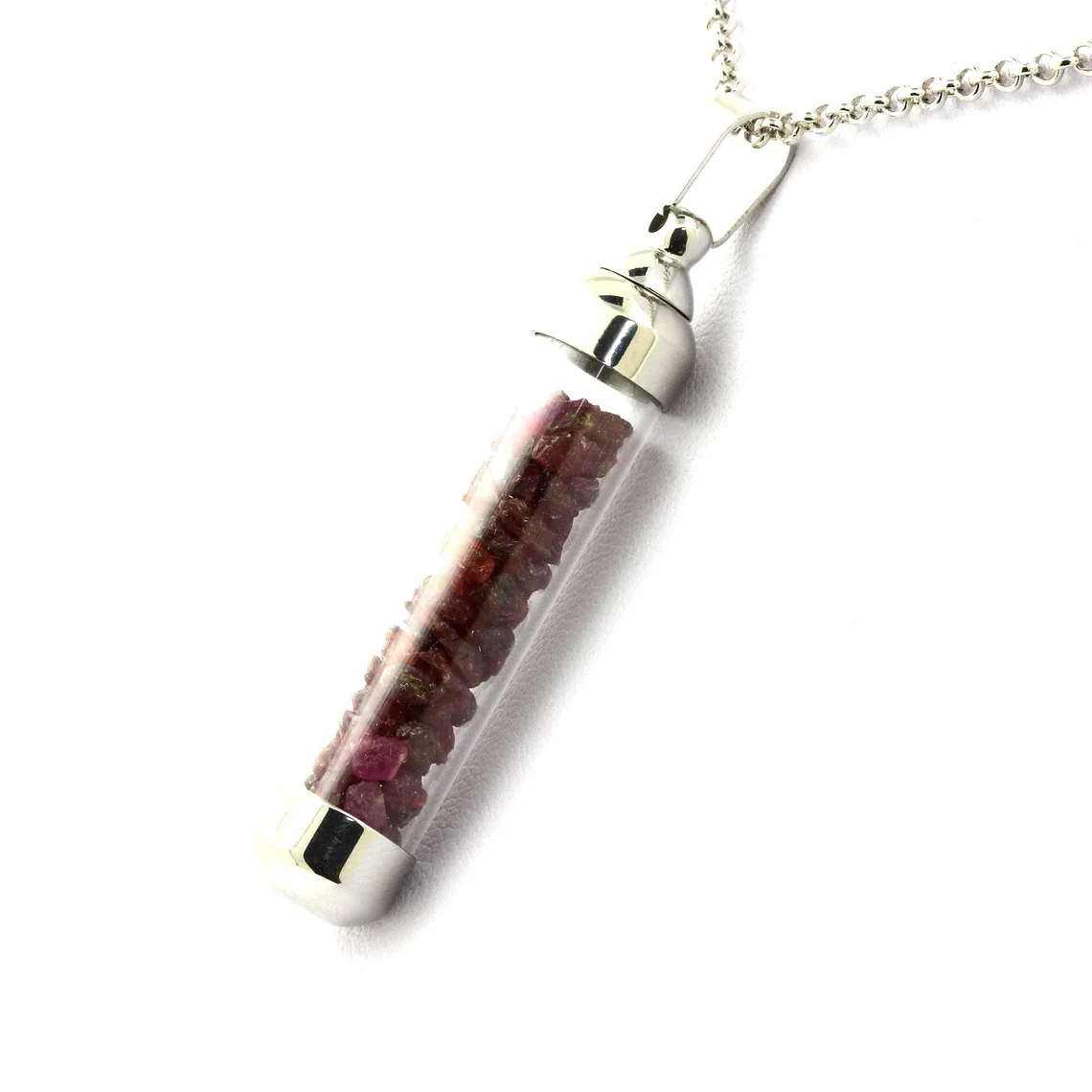 Collier Rubis naturels modèle tube 50 mm