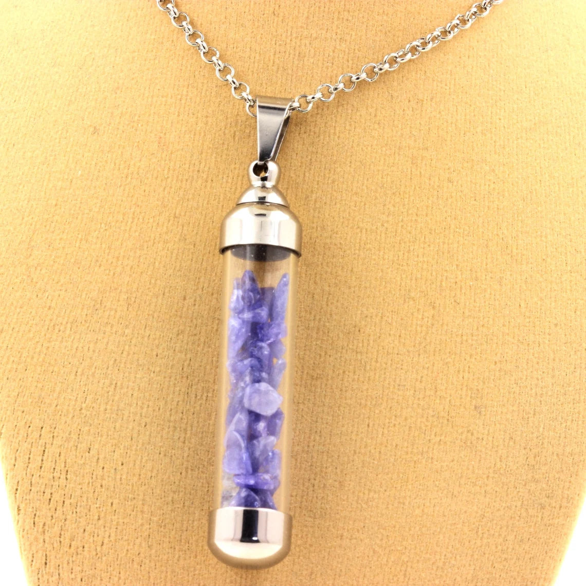 Collier Tanzanite brut modèle tube 50 mm
