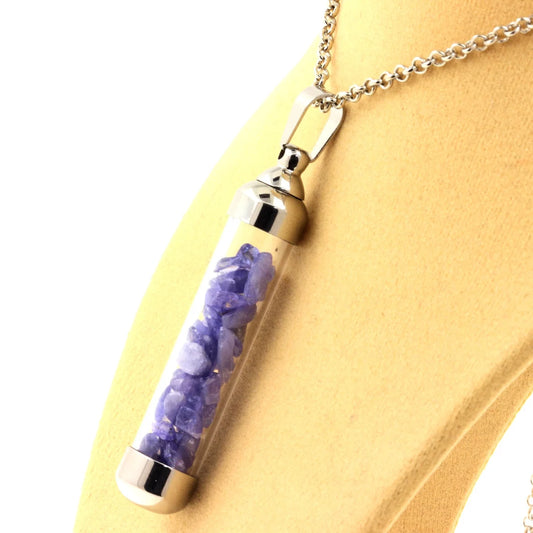 Collier Tanzanite brut modèle tube 50 mm