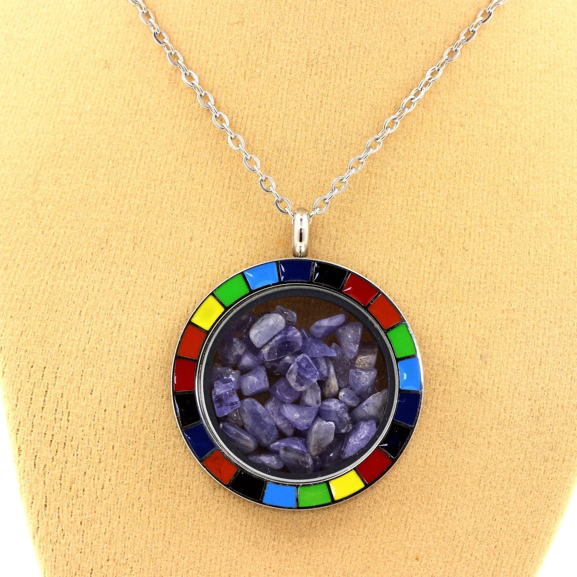 Collier Tanzanite brut modèle Arc-en-ciel