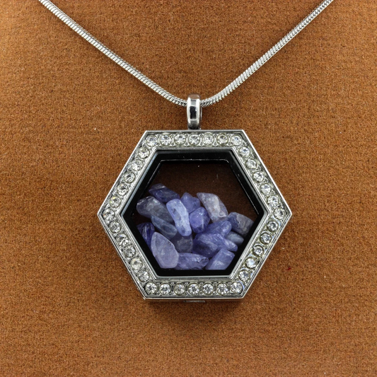 Collier Tanzanite brut modèle Hexagone