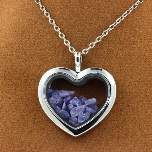 Collier Tanzanite brut modèle coeur