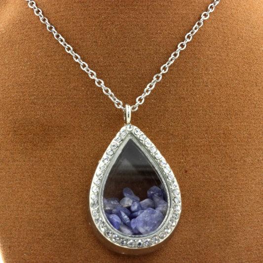 Collier Tanzanite brut modèle goutte
