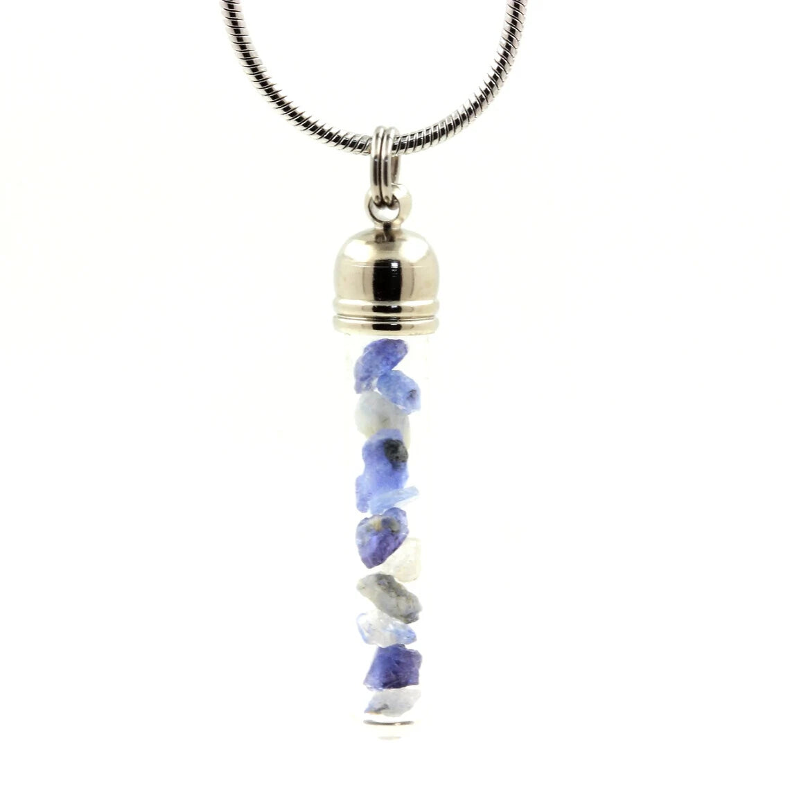 Collier Benitoite brut modèle tube