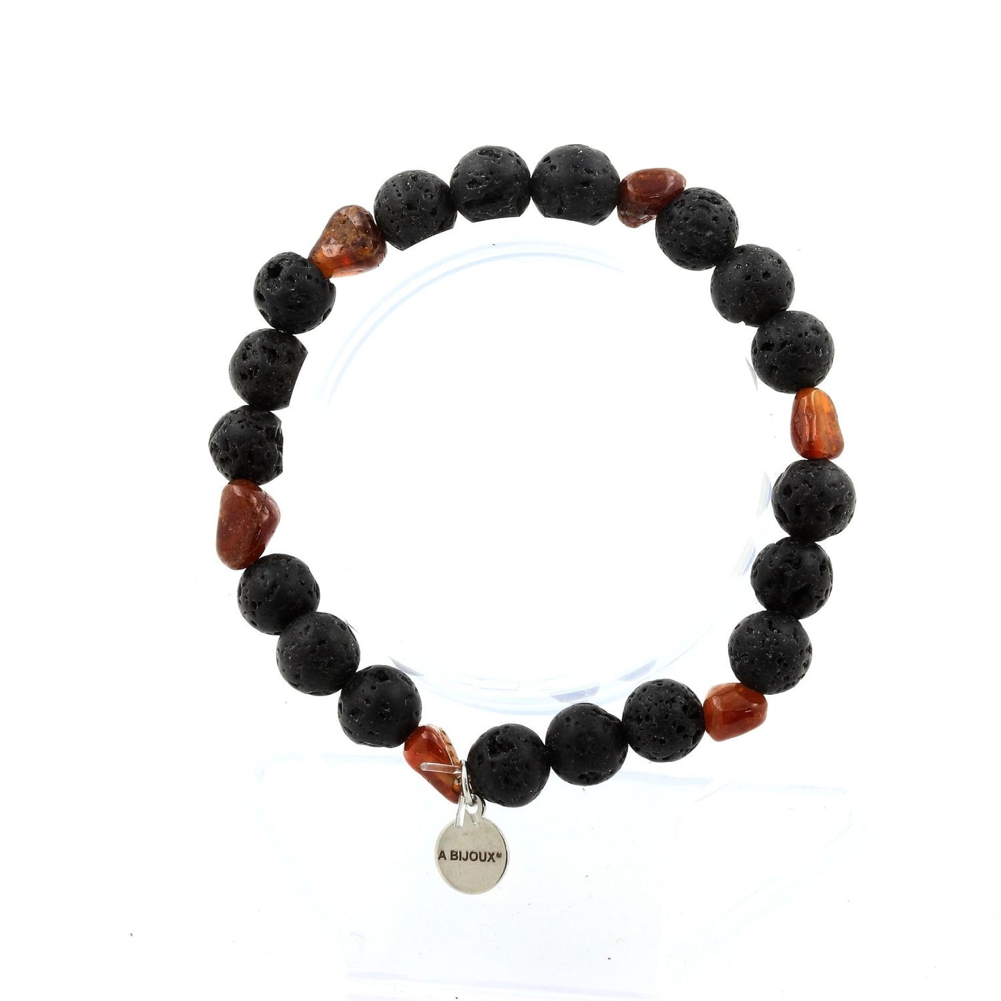 Grenat Spessartite du Mozambique + Perles Lave. Bracelet en Perles naturelles