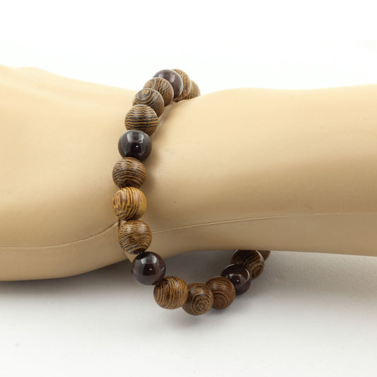 Grenat + bois. Bracelet Perles naturelles