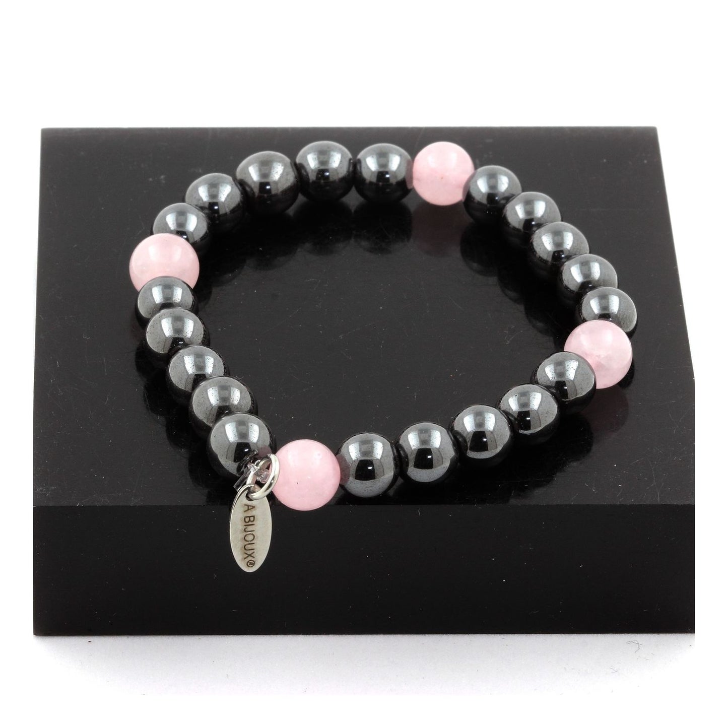 Hématite + Quartz rose Bracelet Perles