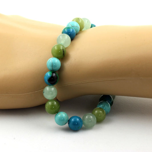 Jade + Aventurine + Chrysocolle + Turquoise. Bracelet en Perles naturelles