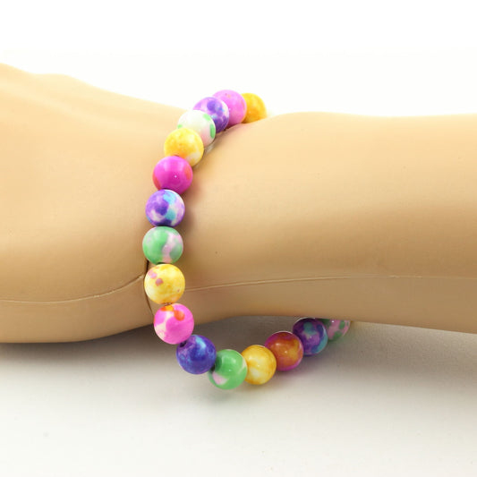 Jaspe jaune violet + Jaspe vert rose + Jaspe violet bleu + Jaspe rose jaune. Bracelet Perles naturelles