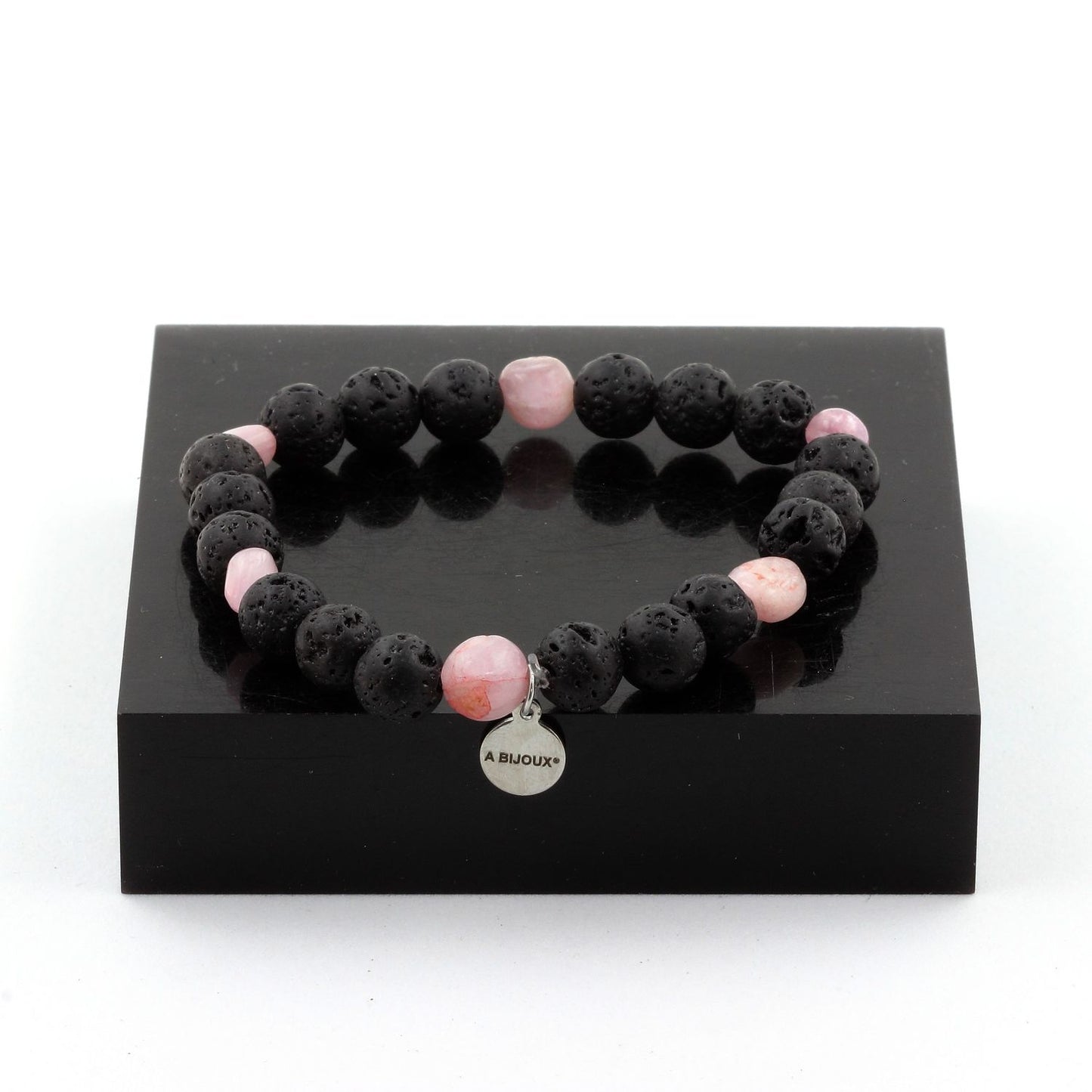 Kunzite du Brésil + Perles Lave. Bracelet Perles naturelles