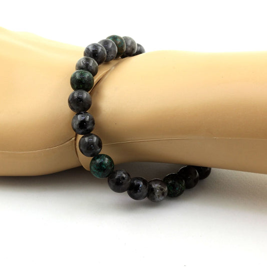 Labradorite + Turquoise Africaine. Bracelet Perles naturelles