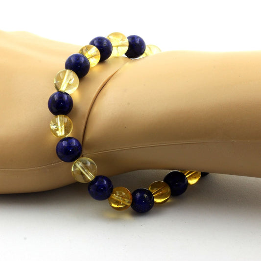 Lapis Lazuli + Citrine. Bracelet en Perles naturelles