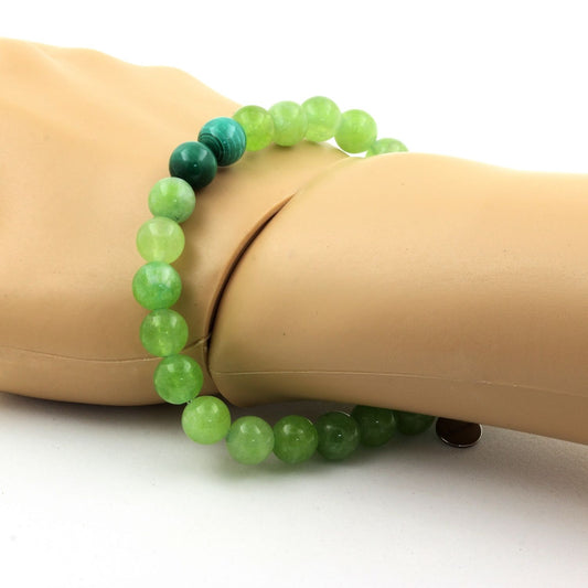 Malachite du Congo + Péridot. Bracelet Perles