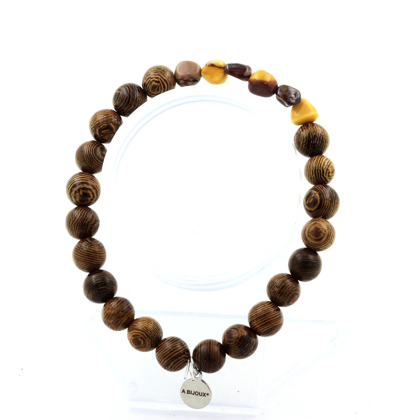 Mookaite d'Australie + Perles bois. Bracelet en Perles naturelles