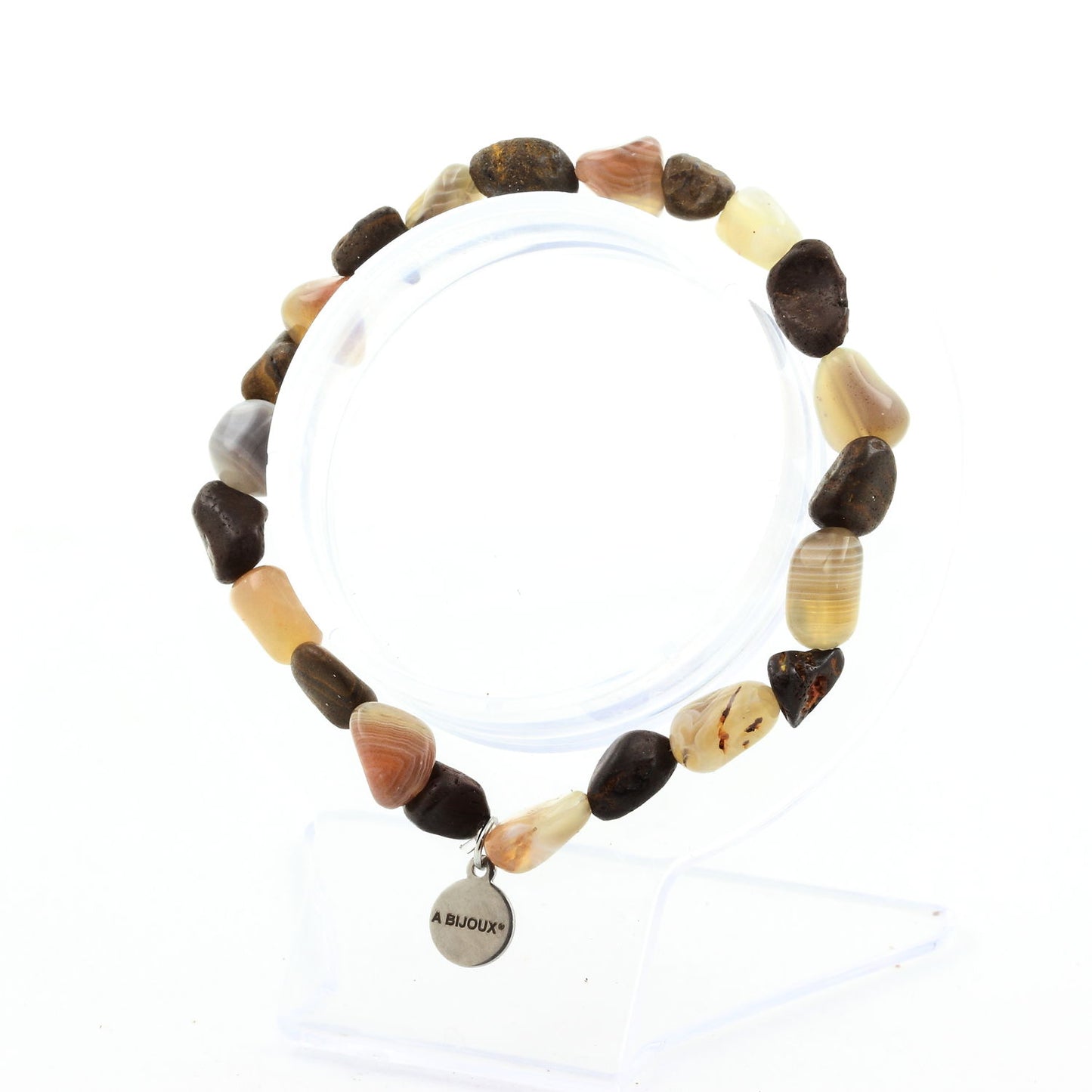 Opale Boulder d'Australie + Agate du Bostwana. Bracelet Perles naturelles