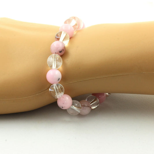 Opale Rose + Quartz. Bracelet en Perles naturelles