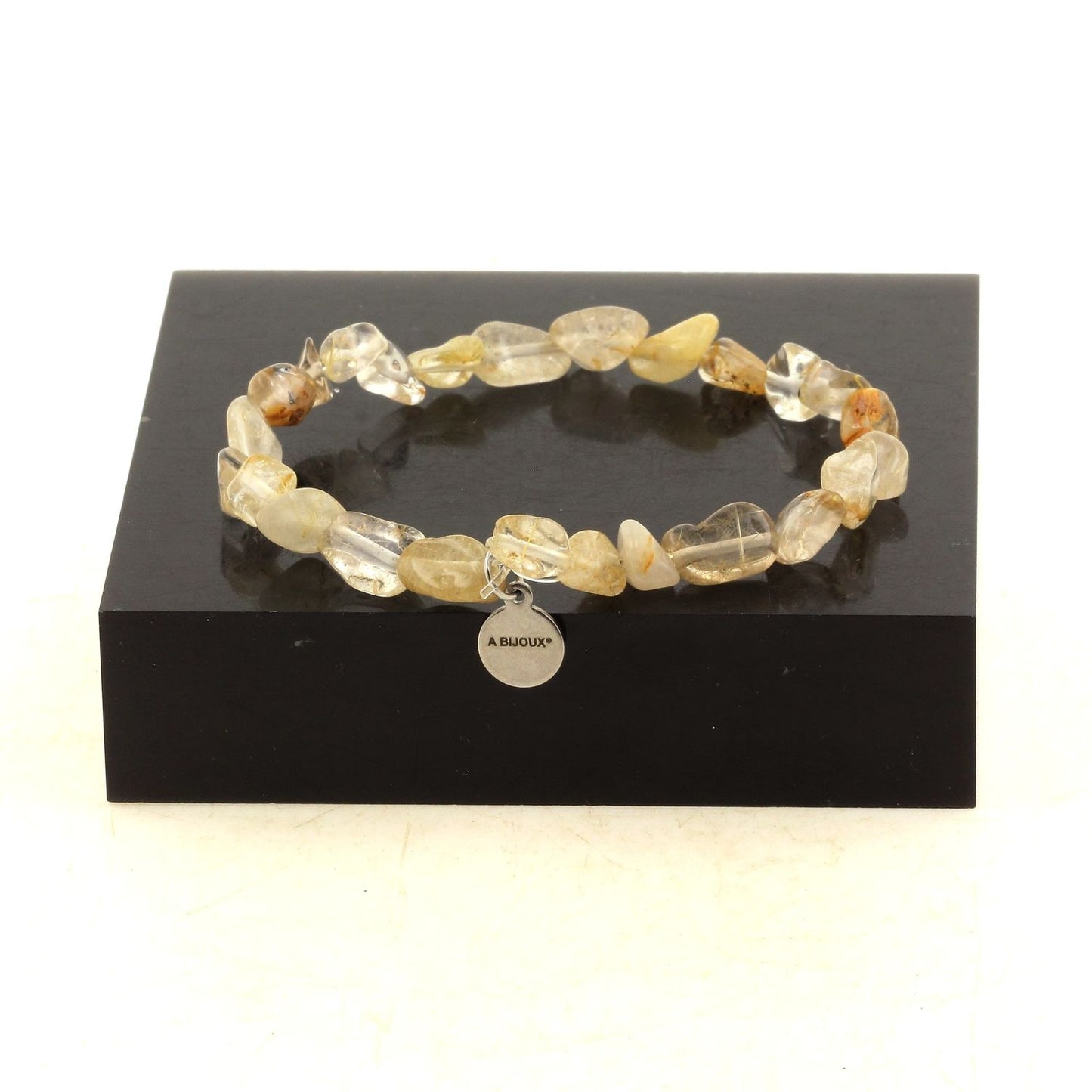 Perles Quartz à Rutile doré du Brésil. Bracelet en Perles naturelles