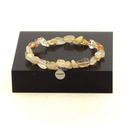 Perles Quartz à Rutile doré du Brésil. Bracelet en Perles naturelles