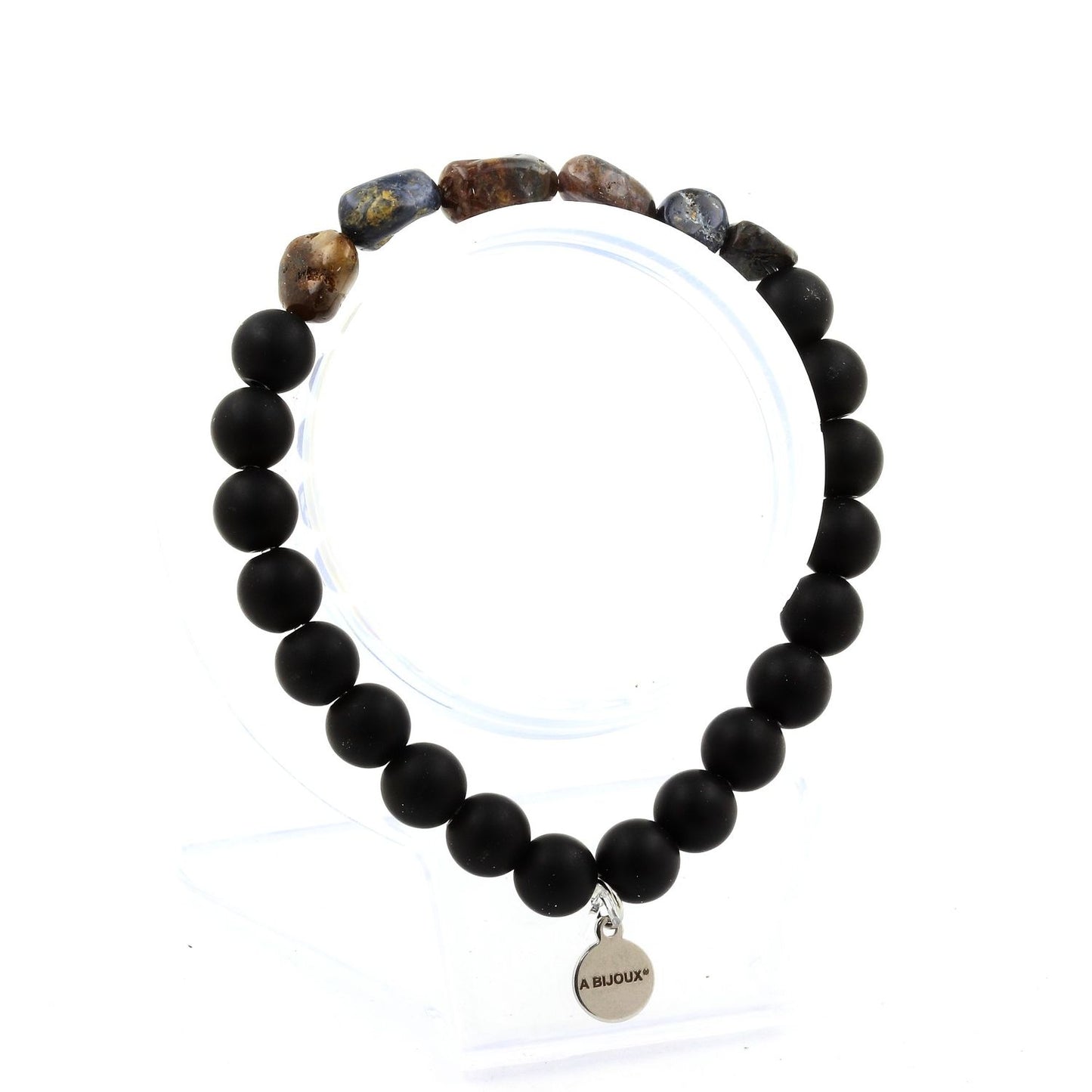 Pietersite des USA + Perles Onyx noir mat. Bracelet en Perles naturelles