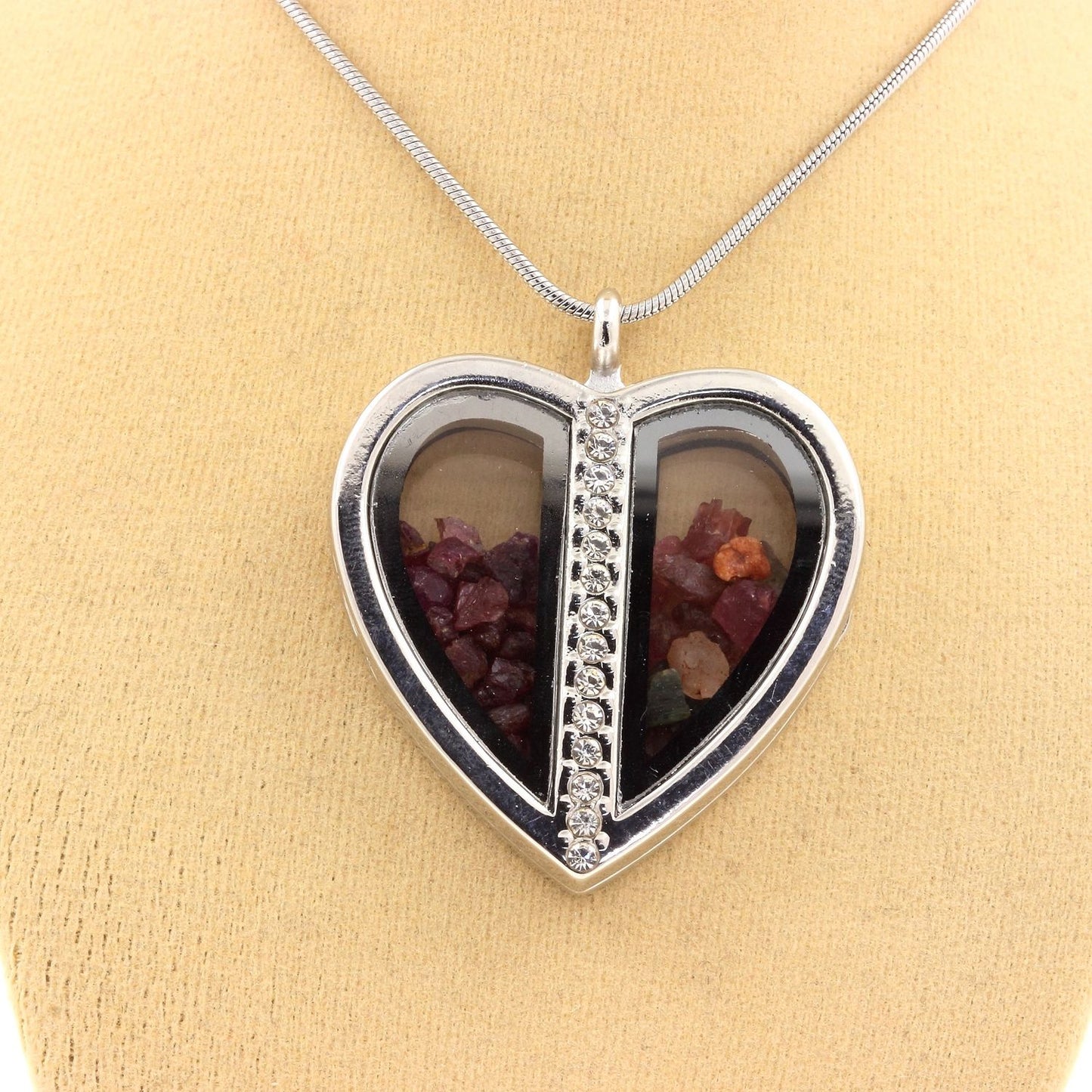 Collier Rubis + Tourmaline multicolore naturels modèle coeur