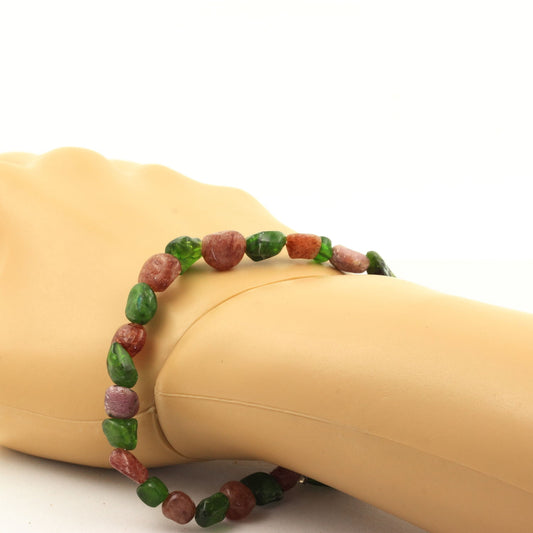 Rubis du Brésil + Diopside du Brésil. Bracelet Perles naturelles