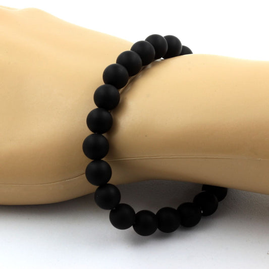 Onyx noir mat. Bracelet en Perles naturelles