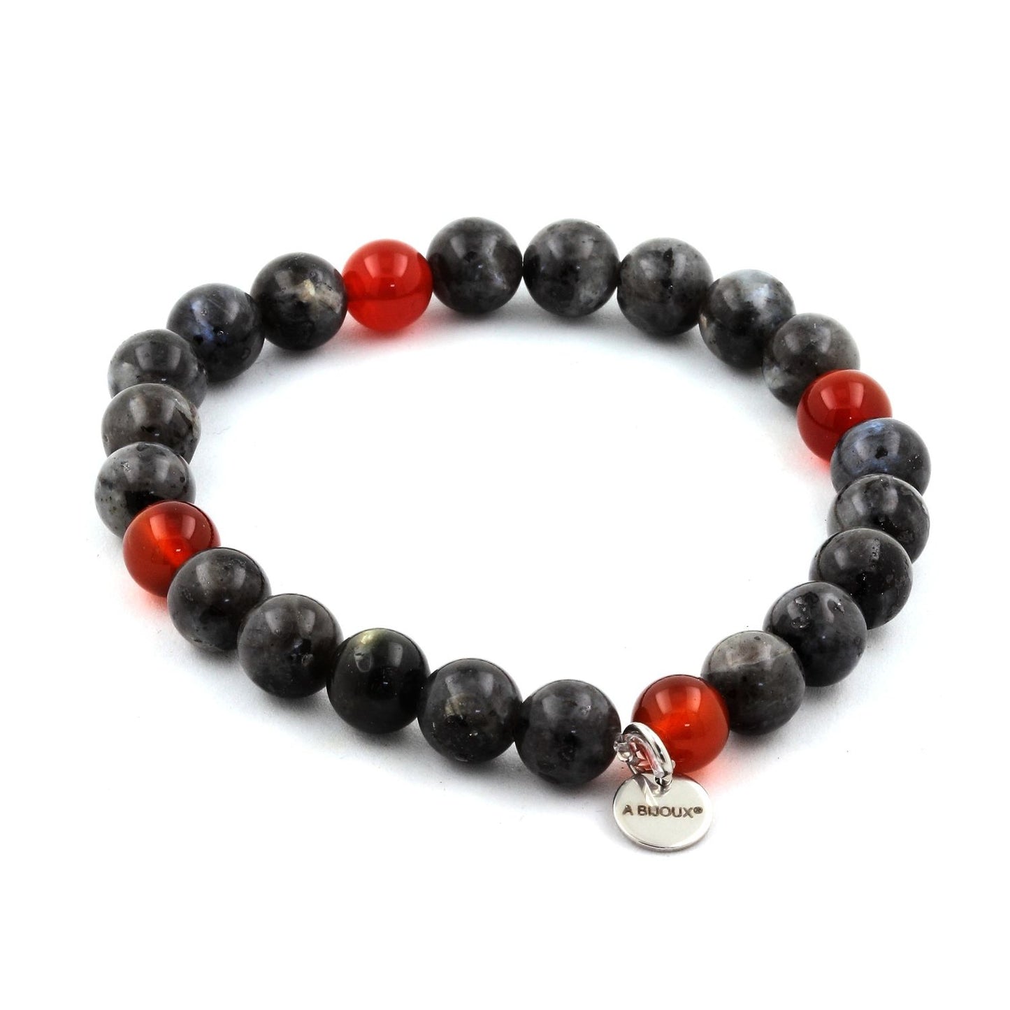 Labradorite + Agate Rouge. Bracelet en Perles naturelles