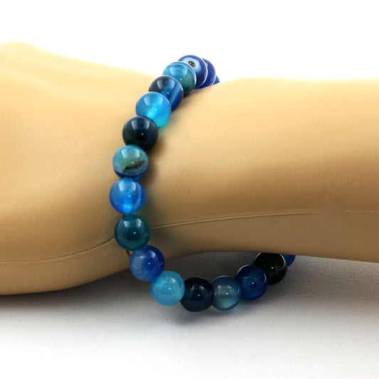 Agate rubanée bleu. Bracelet en Perles naturelles