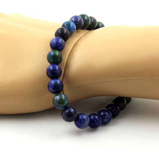 Azurite Chrysocolle. Bracelet en Perles naturelles