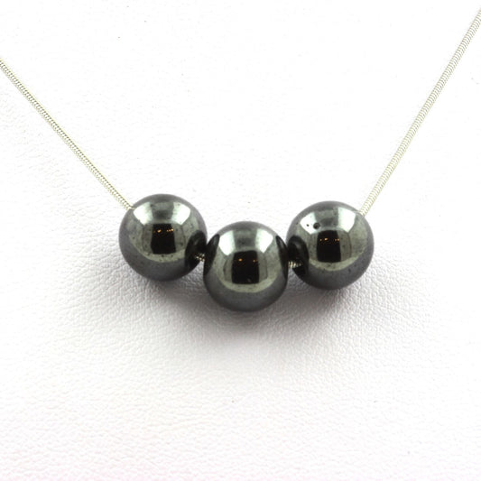 Collier 3 perles Hématite 8 mm