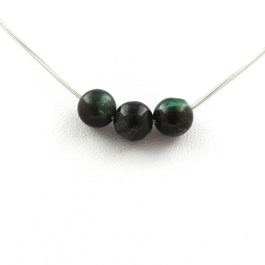 Collier 3 perles Emeraude de Zambie 8 mm