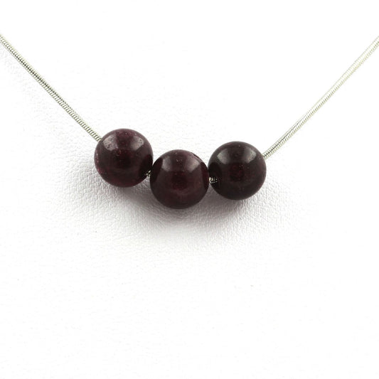 Collier 3 perles Grenat 8 mm