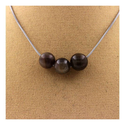 Collier 3 perles Saphir de Mogok, Birmanie, Myanmar 8 mm