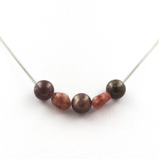 Collier perles Rubis de Mogok, Birmanie, Myanmar 8 mm + Rubis du Brésil
