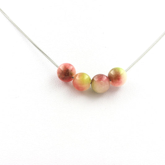 Collier 4 perles Tourmaline melon d'eau 8 mm
