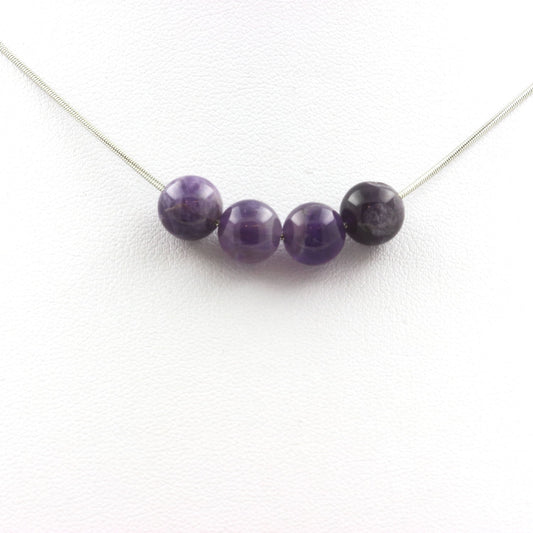 Collier 4 perles Améthyste 8 mm