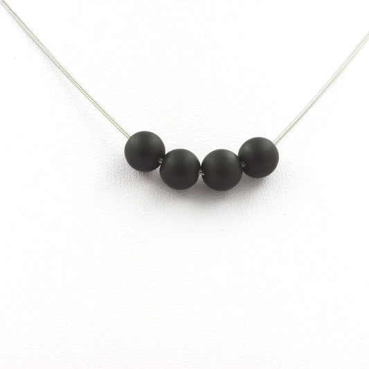 Collier 4 perles Onyx noir mat 8 mm