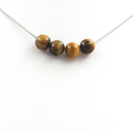 Collier 4 perles Oeil de Tigre 8 mm