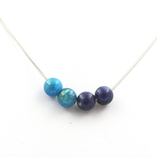 Collier perles Sodalite + Apatite 8 mm