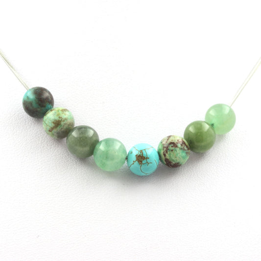 Collier perles Aventurine + Jade + Chrysocolle de Namibie + Turquoise 8 mm