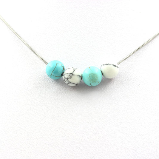 Collier perles Turquoise + Howlite 8 mm
